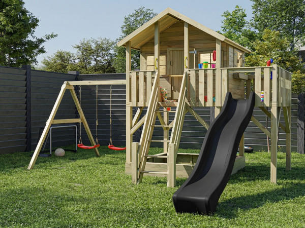 Stelzenhaus Big House XL KDI inkl. Doppelschaukel und Rutsche grau