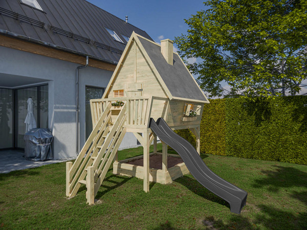 Stelzenhaus Clubhouse KDI inkl. Rutsche grau