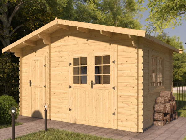 Gartenhaus Blockbohlenhaus Keiko 34 mm naturbelassen