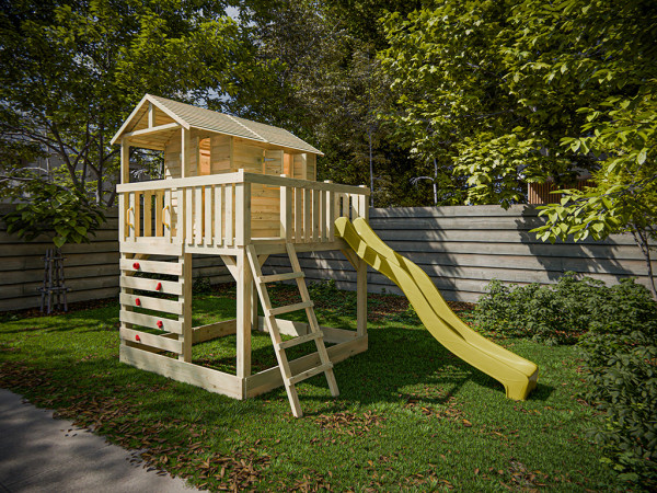 Stelzenhaus Noah kesseldruckimprägniert inkl. Rutsche gelb