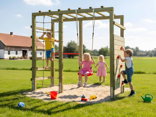Spielturm Klettergerüst HANGO Leo Swing KDI grün