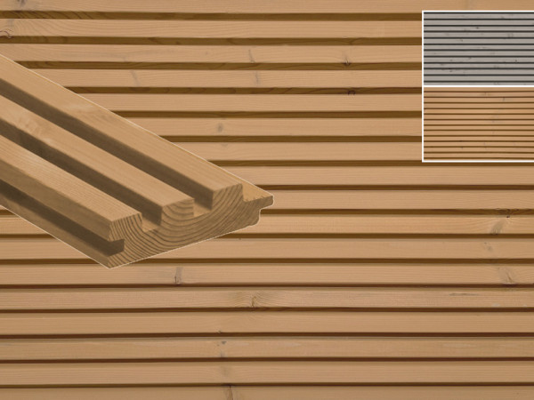 Fassadenverkleidung Thermokiefer hellbraun lasiert Triple-Rhombus