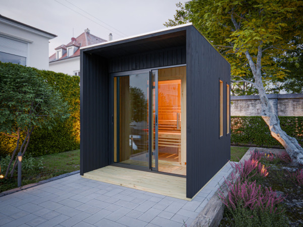 Gartensauna Eudora 1 schwarz SPARSET 9kW Ofen und ext. Strg