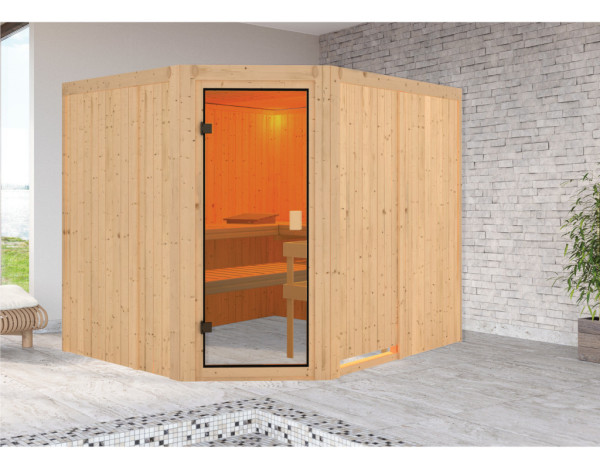 Karibu Elementsauna 68mm Celine 5 SPARSET inkl. 8 kW Saunaofen Wall und int. Steuerung