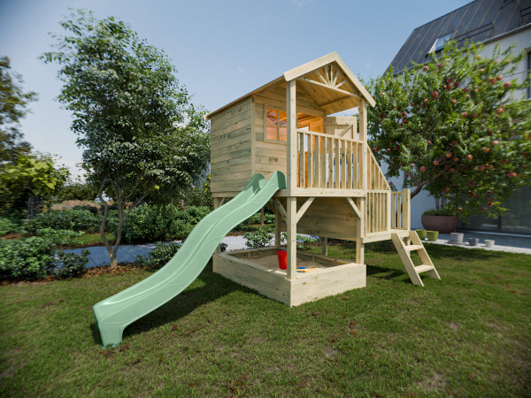 Stelzenhaus Amsterdam KDI inkl. Rutsche pastellgrün