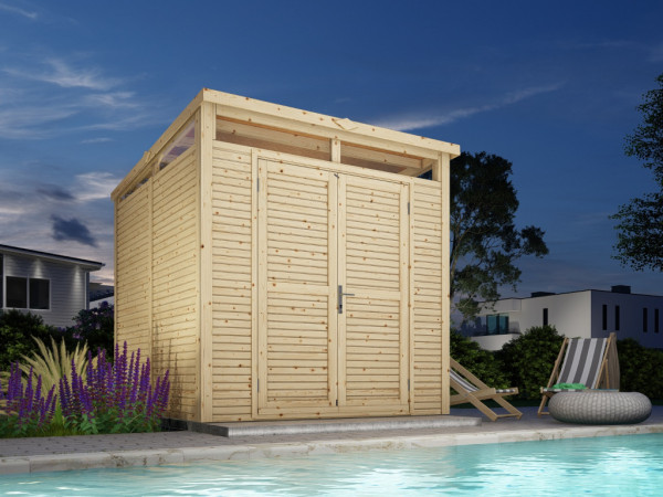 Gartenhaus Pentos Rhombusprofil 18 mm natur
