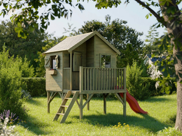Stelzenhaus Brüssel KDI inkl. Rutsche rot