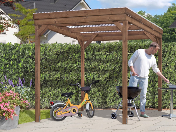 UNIPORT Holzunterstand Kaminholzregal Terrassenüberdachung kesseldruckimprägniert braun