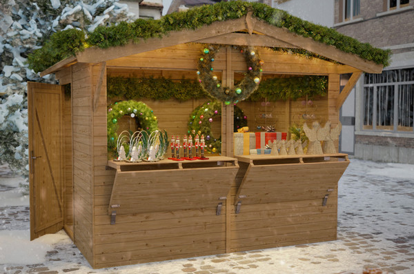 Marktstand - Verkaufsstand Stella 5 m² 16 mm braun tauchimprägniert