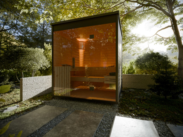 Gartensauna Lilly schwarz SPARSET 9kW Ofen und int. Strg.