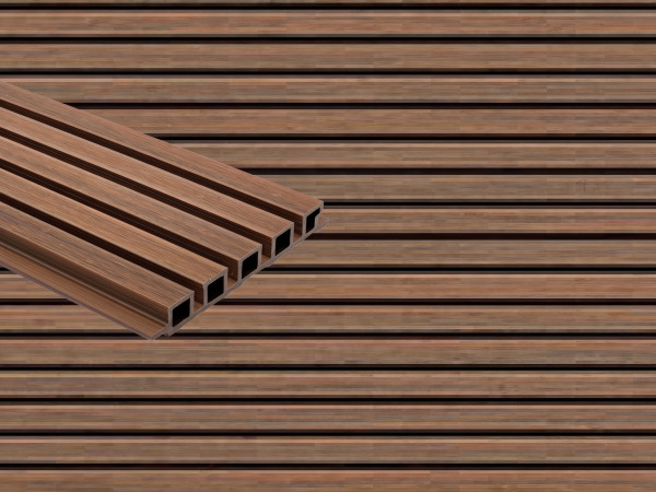 Fassadenverkleidung WPC co-extrudiert Sandalwood 5-fach Rhombusprofil