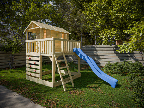 Stelzenhaus Noah kesseldruckimprägniert inkl. Rutsche blau