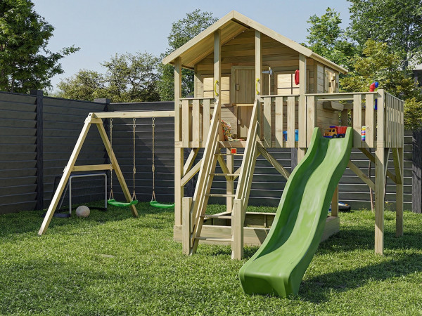 Stelzenhaus Big House XL KDI inkl. Doppelschaukel und Rutsche grün