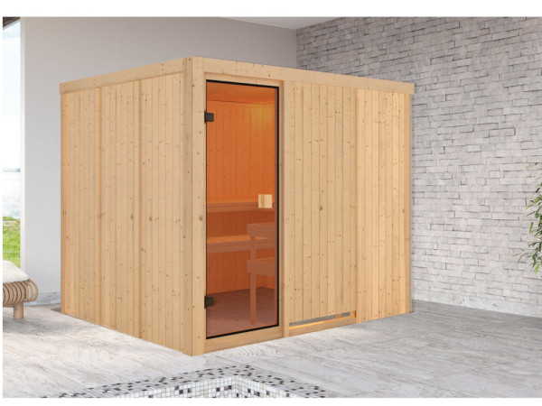 Karibu Elementsauna 68mm Celine 6 SPARSET inkl. 8 kW Saunaofen Wall und int. Steuerung