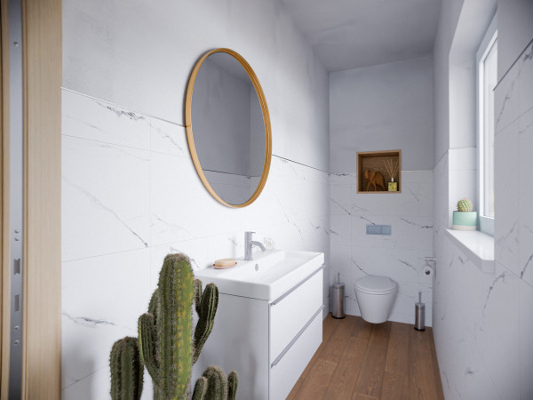 Wandpaneele RenoVario Carrara Marmor Weiß hochglänzend Vinyl SPC