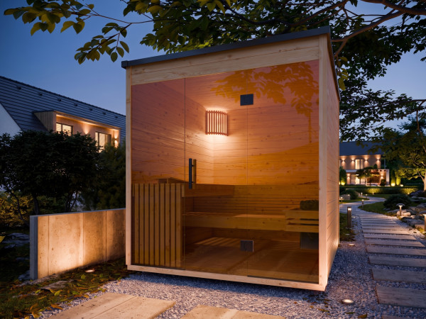 Gartensauna Lilly natur SPARSET 9kW Ofen und ext. Strg.