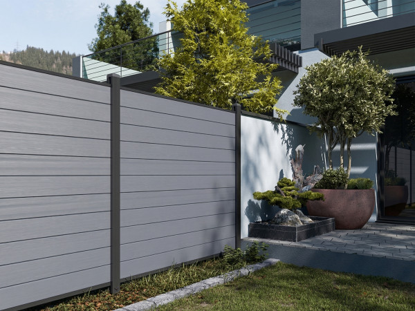 Bohlenset für WPC Steckzaunsystem Hellgrau