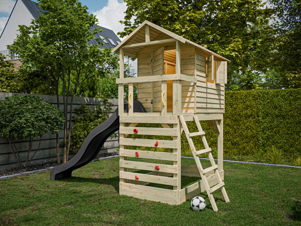 Stelzenhaus Luis kesseldruckimprägniert inkl. Rutsche grau