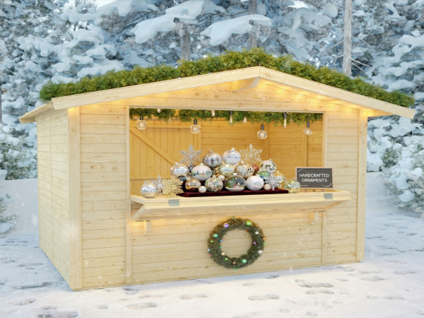 Marktstand - Verkaufsstand Jasmin 6 m² 18 mm naturbelassen inkl. Boden