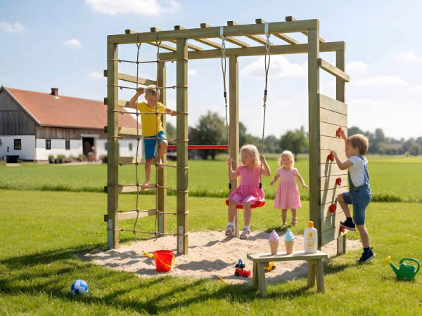 Spielturm Klettergerüst HANGO Leo Swing KDI grün