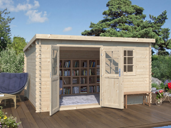 Gartenhaus Blockbohlenhaus CA2981 28 mm naturbelassen