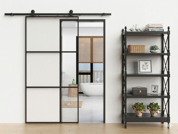 Glastür, Glasschiebetür mit Soft-Stop-Funktion, Klarglas 102 x 205 cm