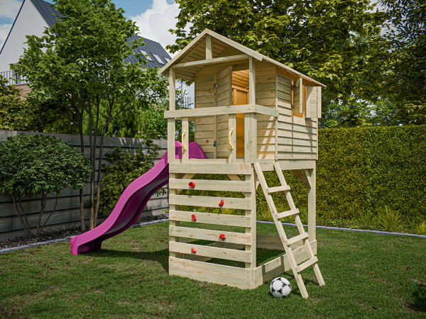 Stelzenhaus Luis kesseldruckimprägniert inkl. Rutsche pink