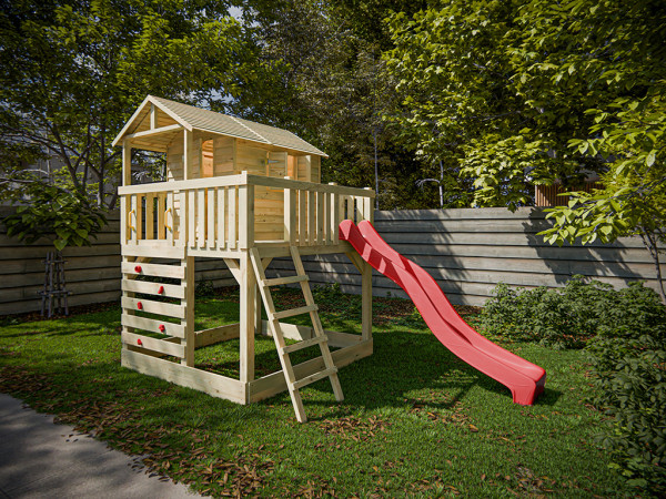 Stelzenhaus Noah kesseldruckimprägniert inkl. Rutsche rot