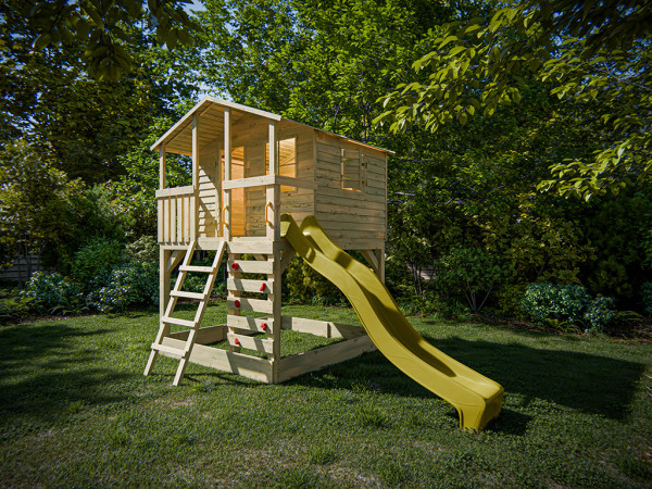 Stelzenhaus Henry kesseldruckimprägniert inkl. Rutsche gelb