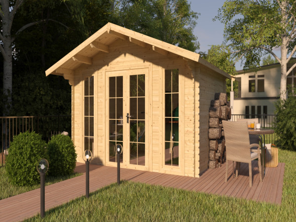 Gartenhaus Blockbohlenhaus Maximus 28 mm naturbelassen