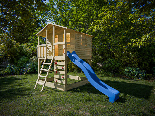 Stelzenhaus Henry kesseldruckimprägniert inkl. Rutsche blau