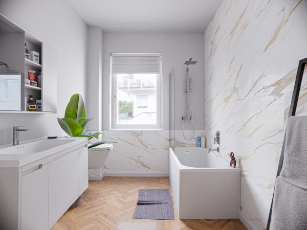 Wandpaneele RenoVario Carrara Marmor Gold Fliese Vinyl SPC