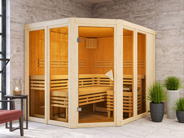 Sauna Systemsauna Premiumsauna Nuri Sparset inkl. 9 kW Saunaofen und Steuergerät Finnisch