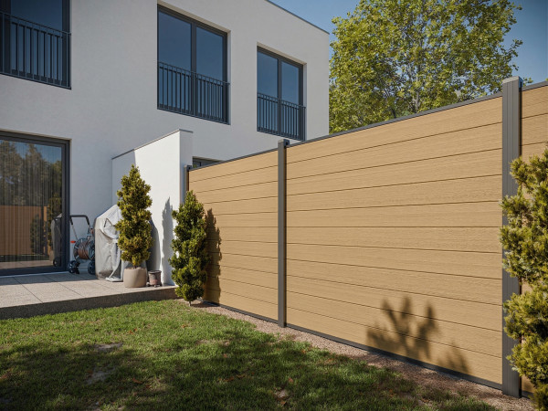 WPC Zaun Hellbraun 180x180 cm - für Steckzaun