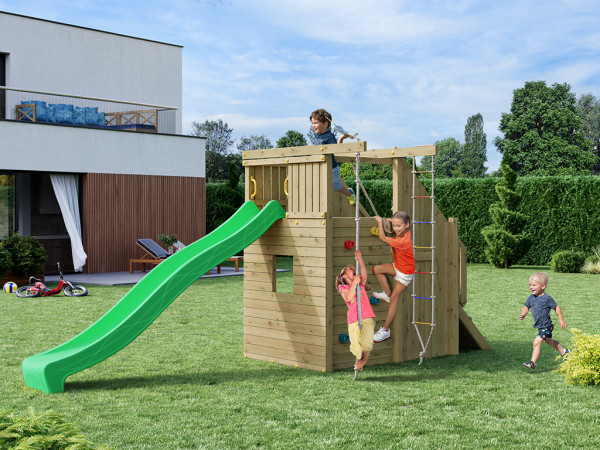 Spielturm Ramphouse KDI inkl. Rutsche grün