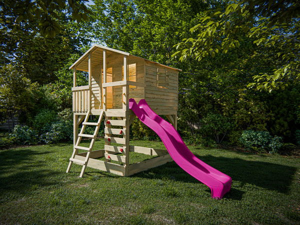 Stelzenhaus Henry kesseldruckimprägniert inkl. Rutsche pink